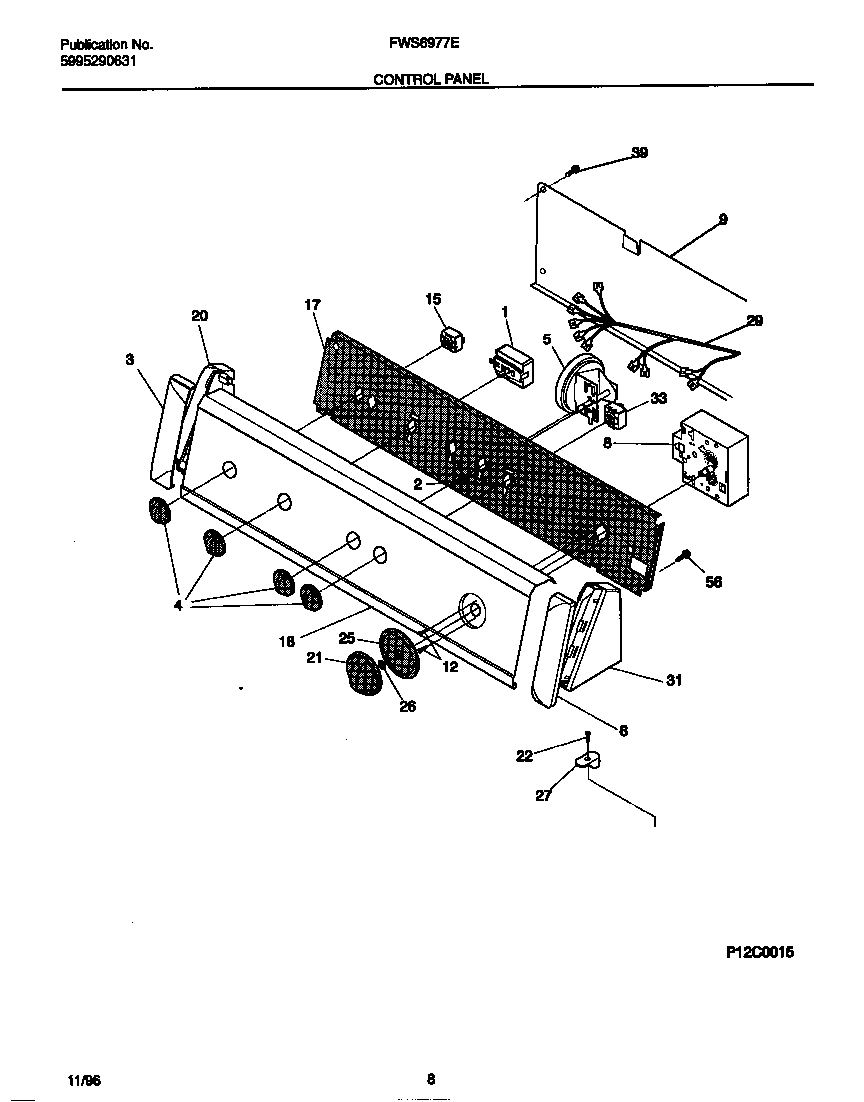 Frigidaire FWS6977ES0 control panel diagram