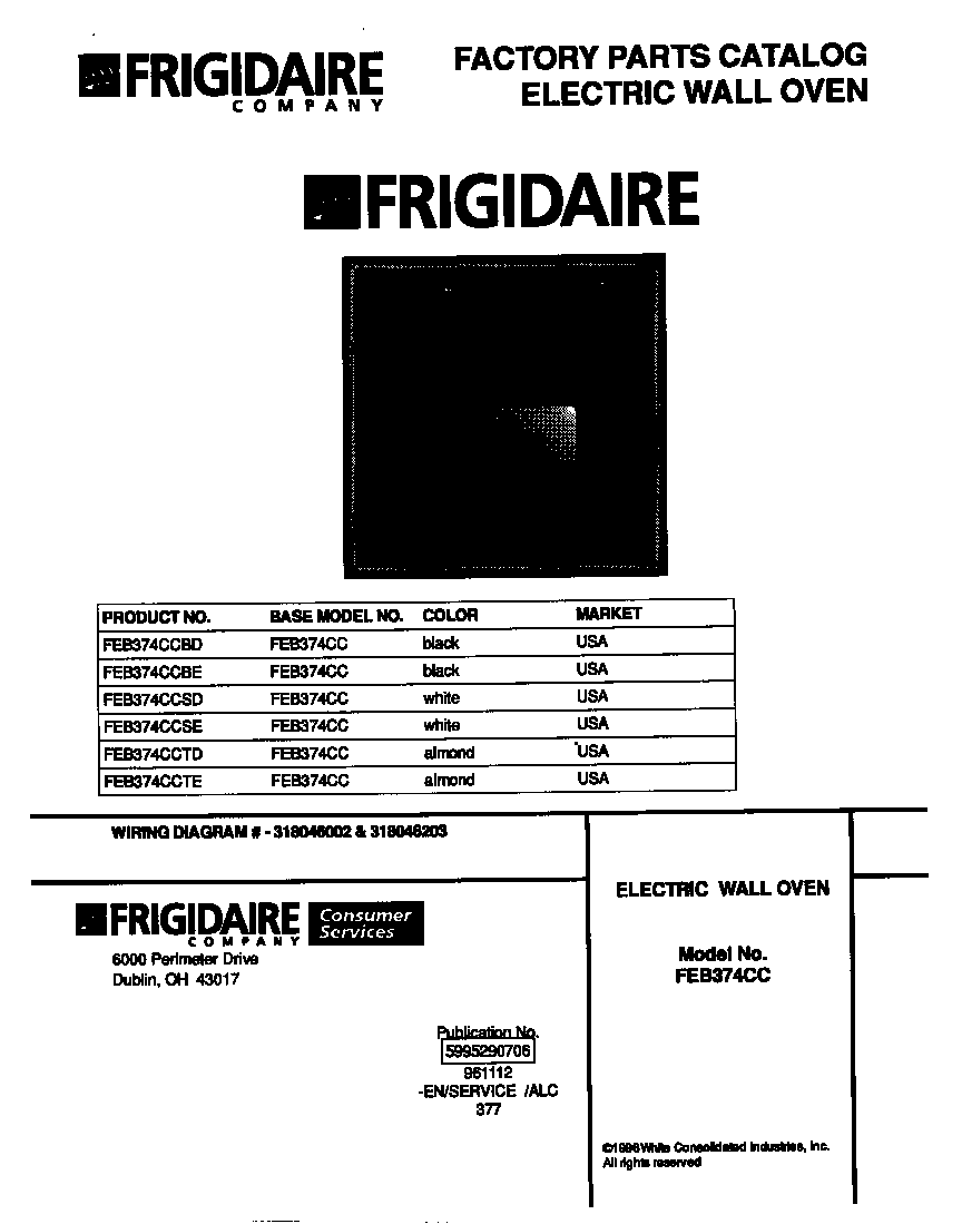 Frigidaire FEB374CCTD cover diagram