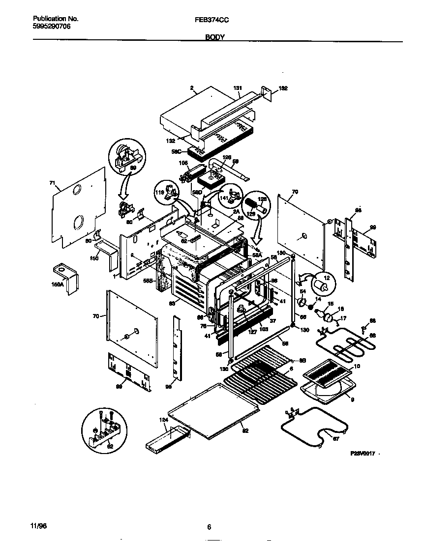 Frigidaire FEB374CCTD door diagram