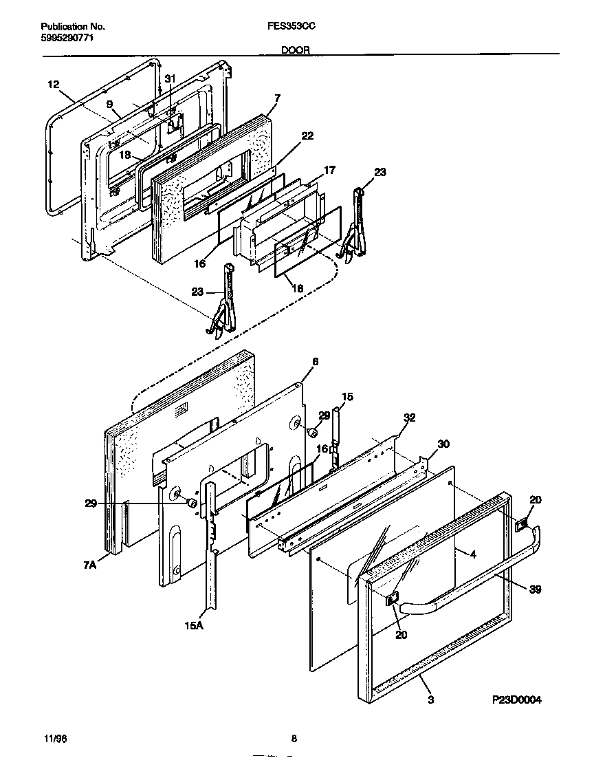 Frigidaire FES353CCDG door diagram