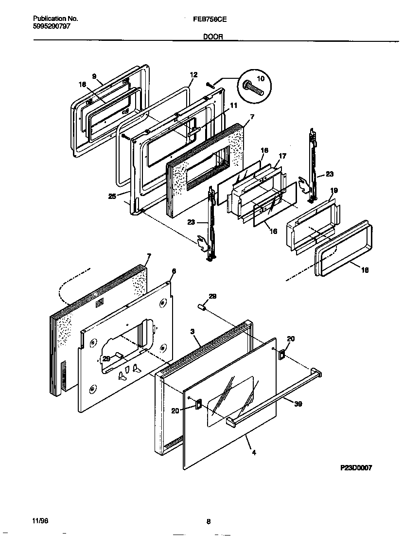 Frigidaire FEB756CETC door diagram
