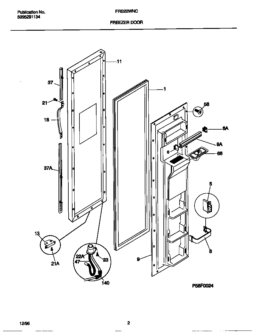 Frigidaire FRS22WNCD4 freezer door diagram