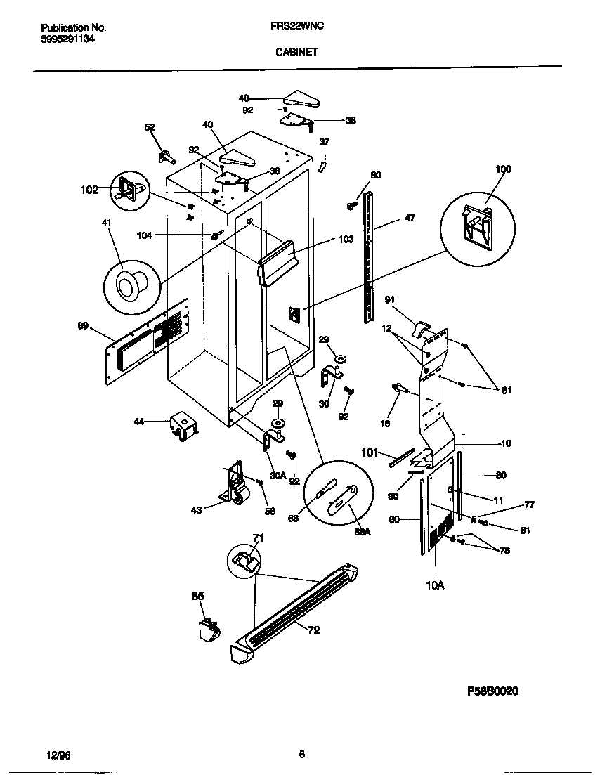 Frigidaire FRS22WNCD4 cabinet diagram