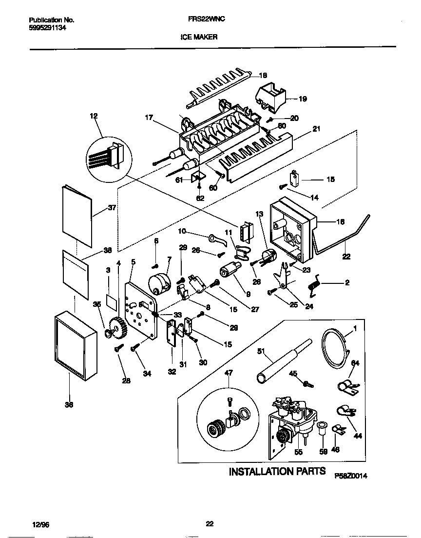 Frigidaire FRS22WNCD4 ice maker diagram