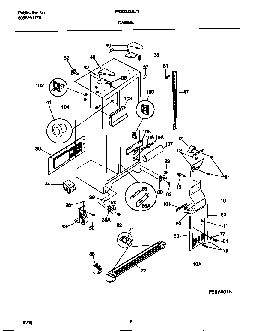 Frigidaire FRS22ZGEB1 cabinet diagram