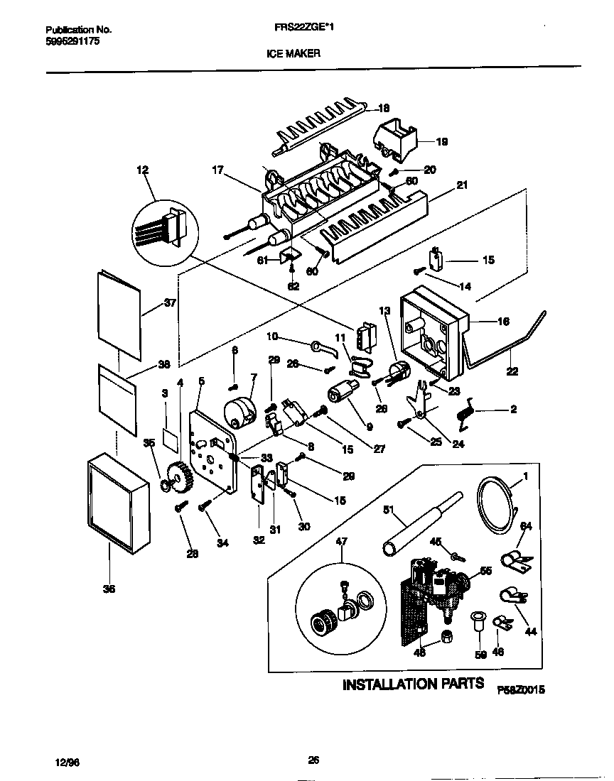 Frigidaire FRS22ZGEB1 ice maker diagram