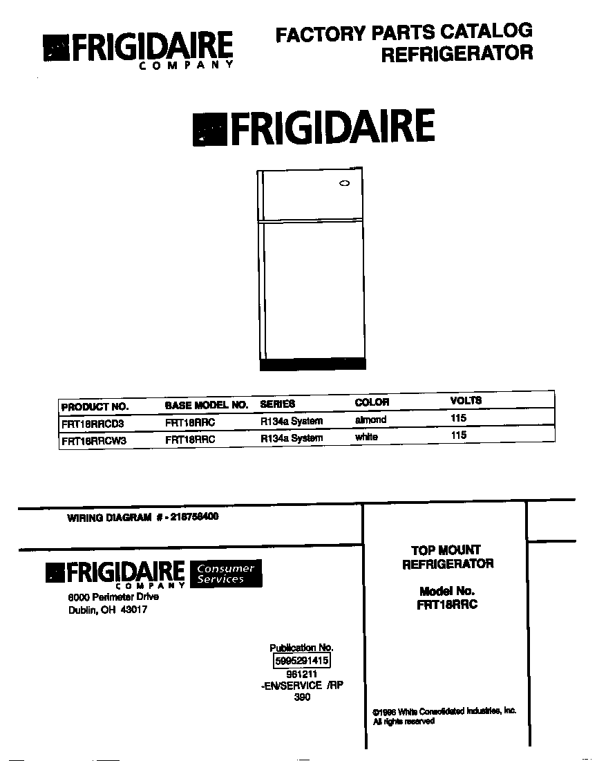 Frigidaire FRT18RRCD3 cover diagram