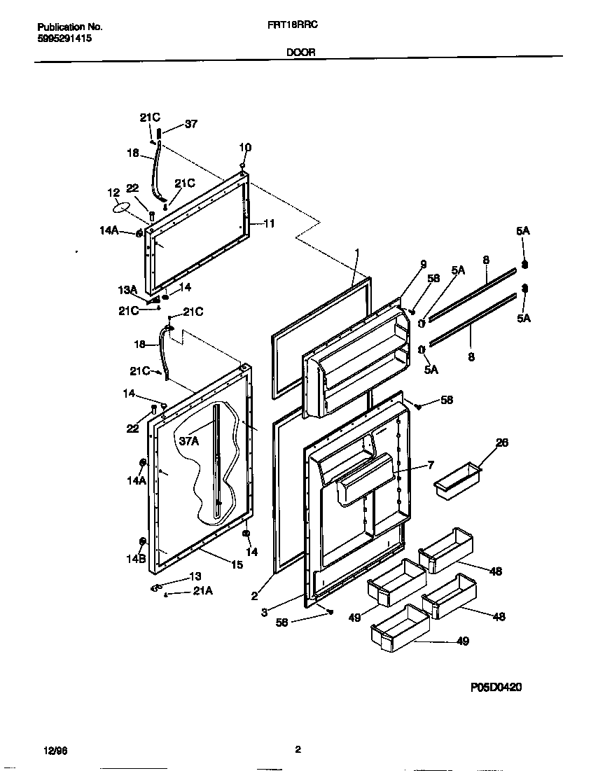 Frigidaire FRT18RRCD3 door diagram