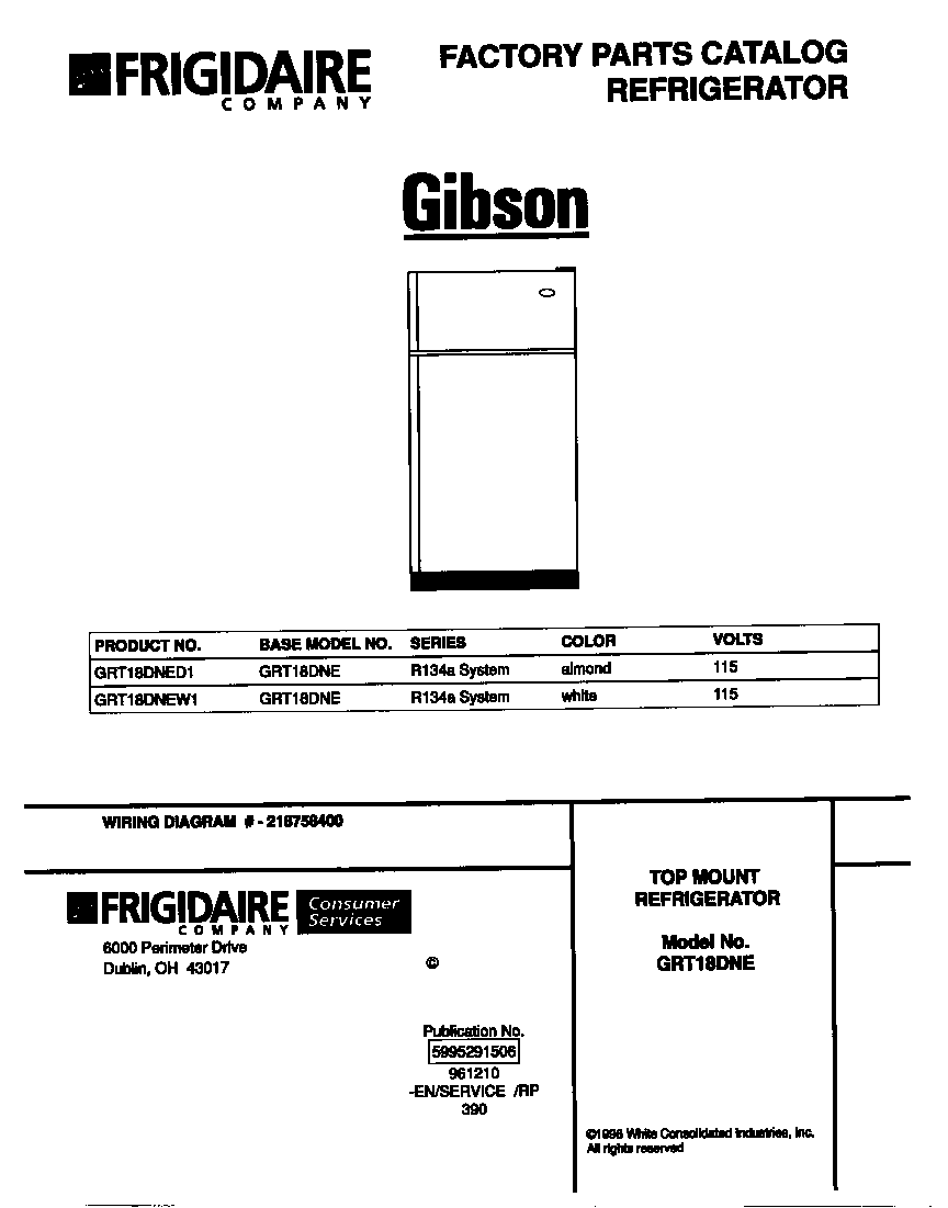 Gibson GRT18DNED1 cover diagram