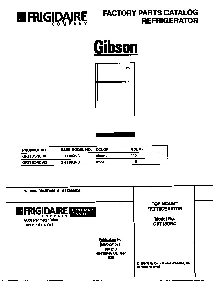 Gibson GRT18QNCD3 cover diagram