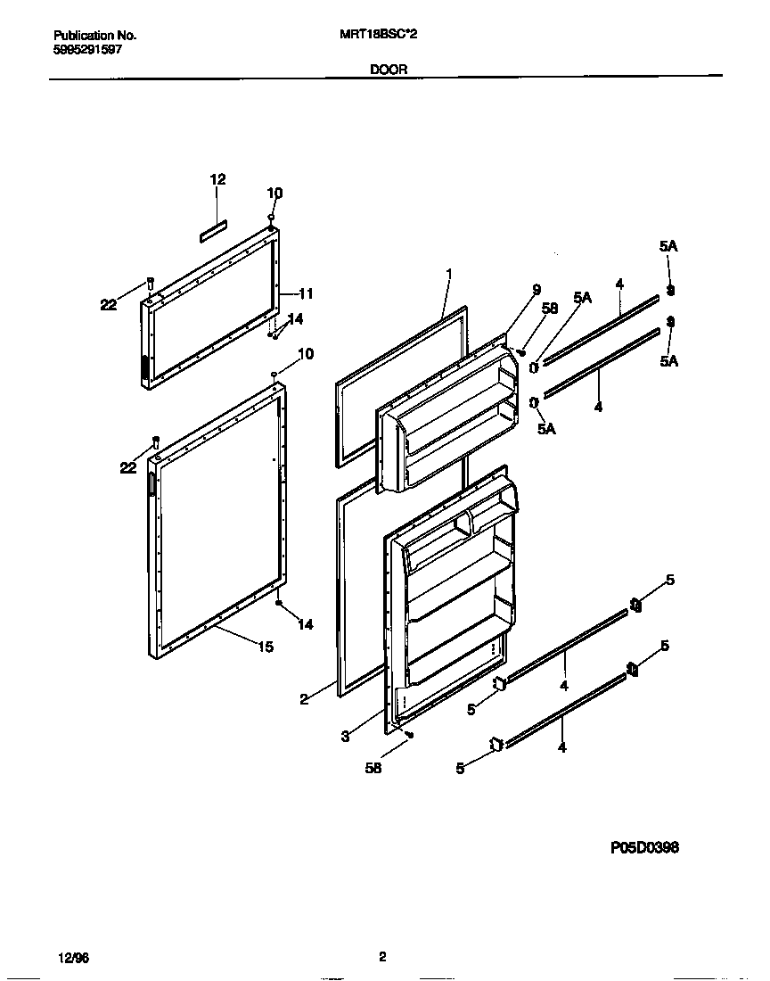 Universal/Multiflex (Frigidaire) MRT18BSCW2 door diagram