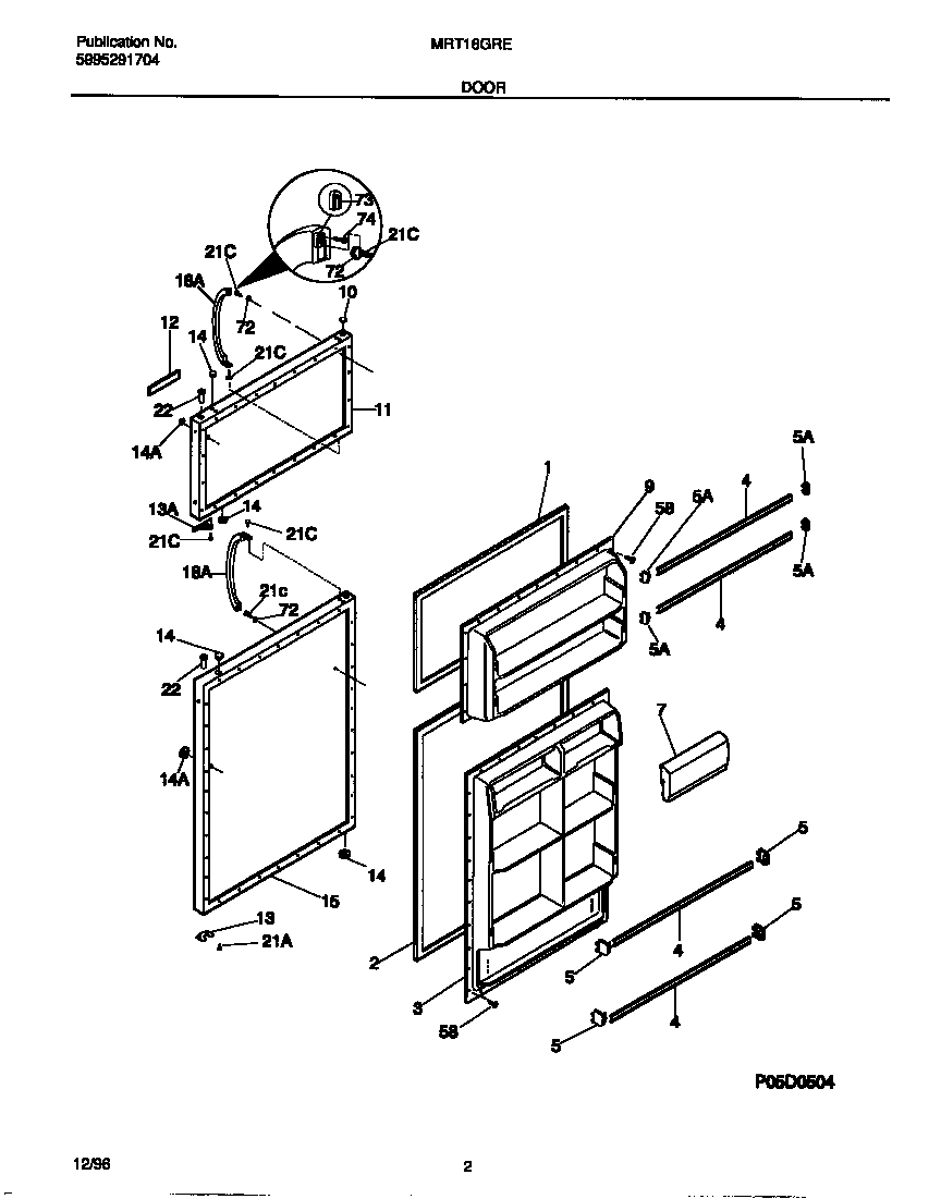 Universal/Multiflex (Frigidaire) MRT18GRED1 door diagram