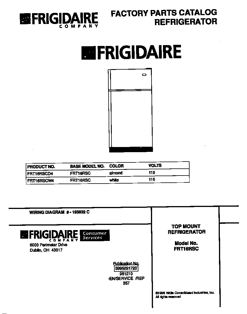 Frigidaire FRT16RSCW4 cover diagram