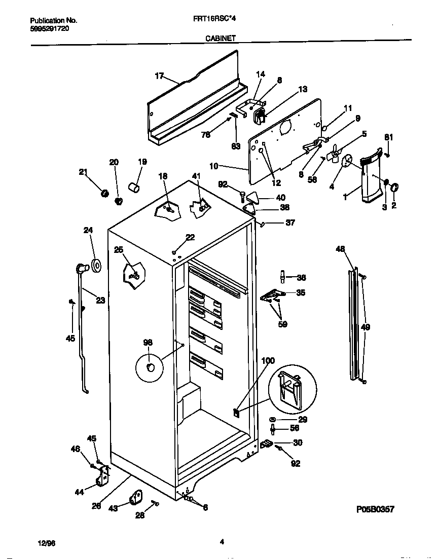 Frigidaire FRT16RSCW4 cabinet diagram