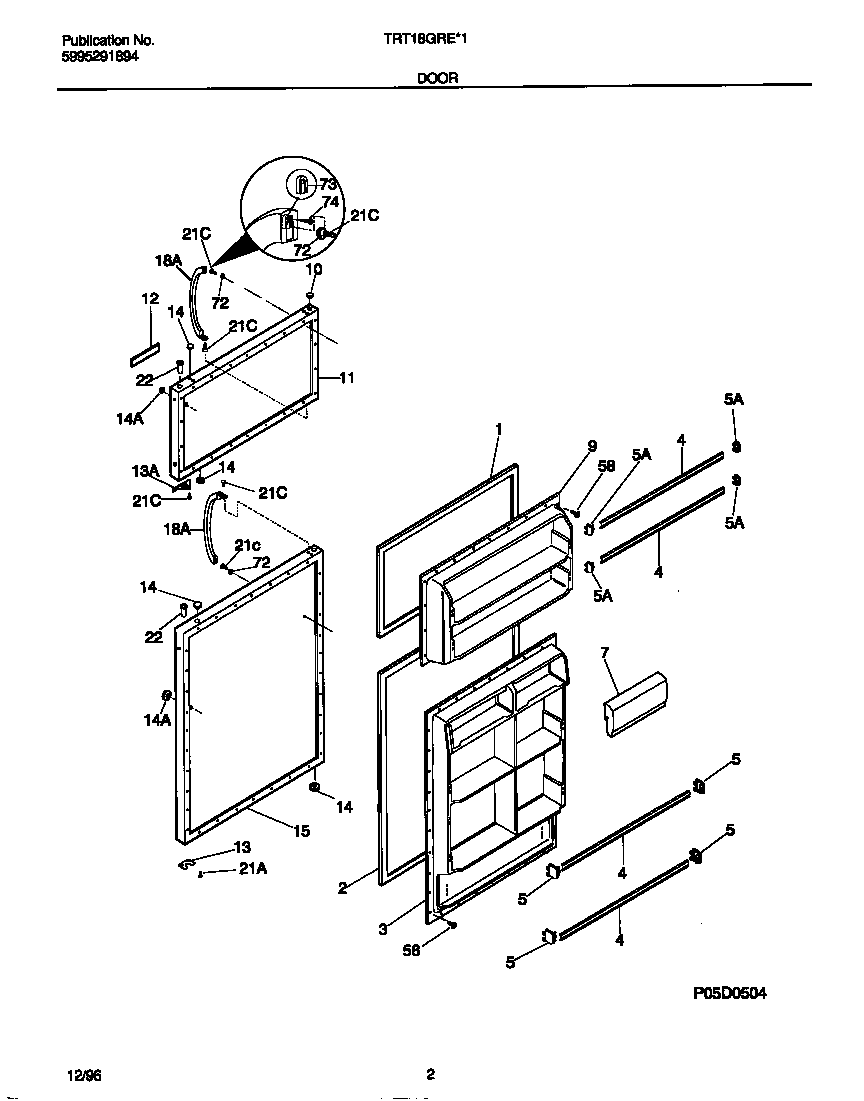 Tappan TRT18GRED1 door diagram
