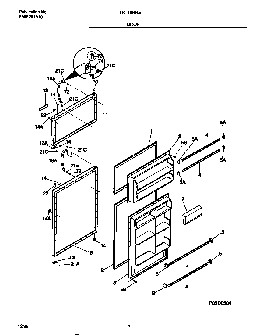 Tappan TRT18NREW1 door diagram