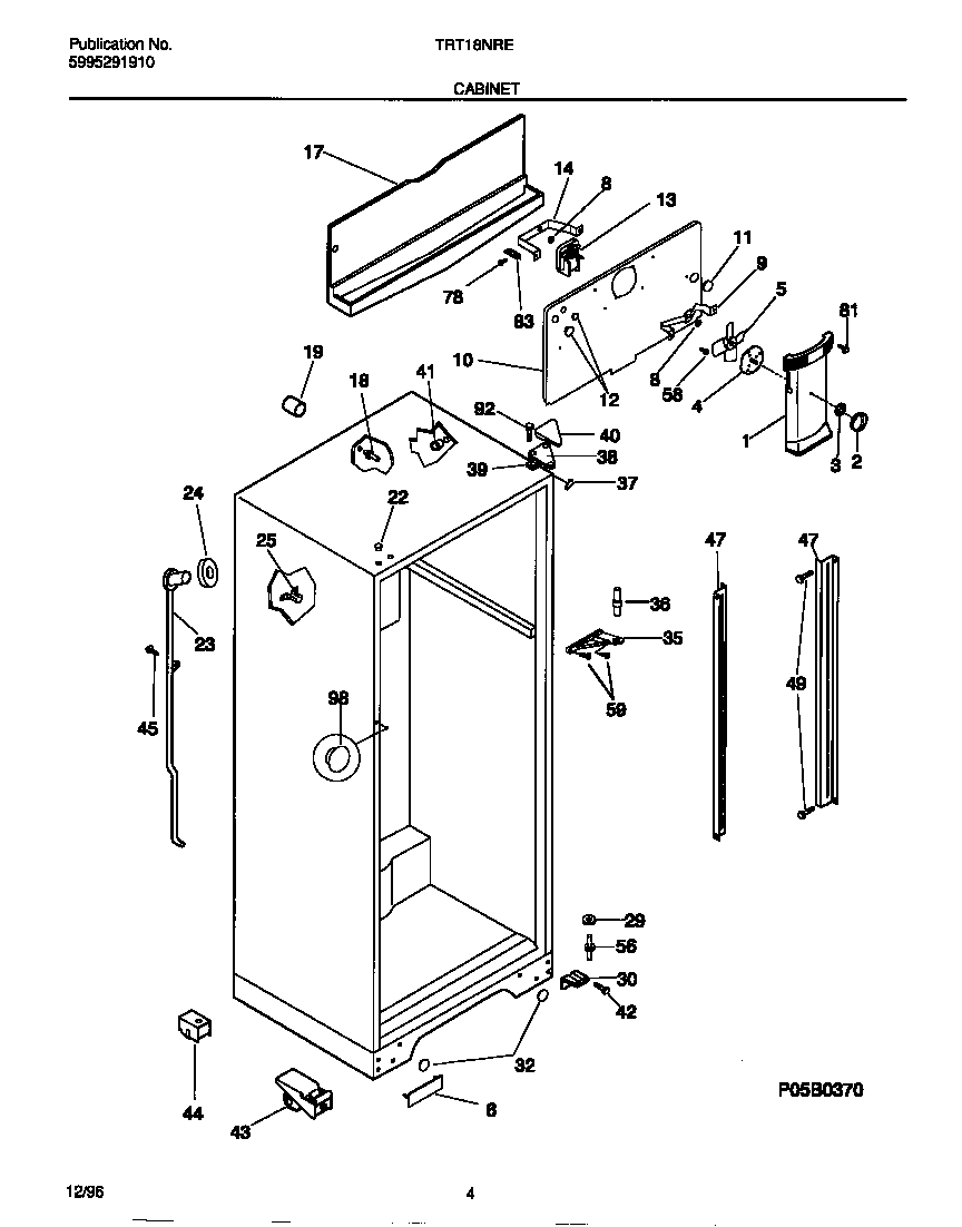 Tappan TRT18NREW1 cabinet diagram