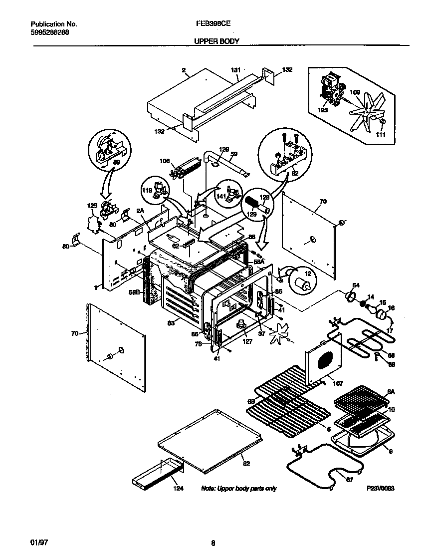 Frigidaire FEB398CETB upper body diagram