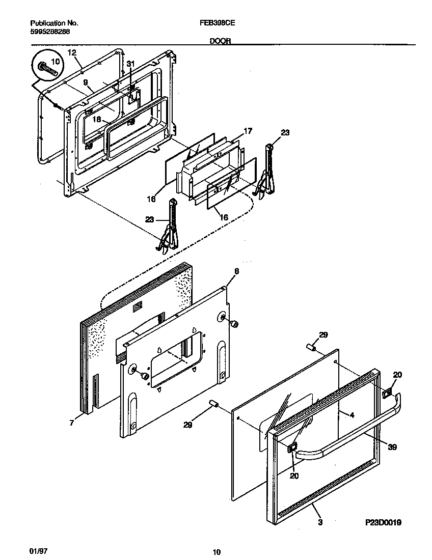 Frigidaire FEB398CETB door diagram