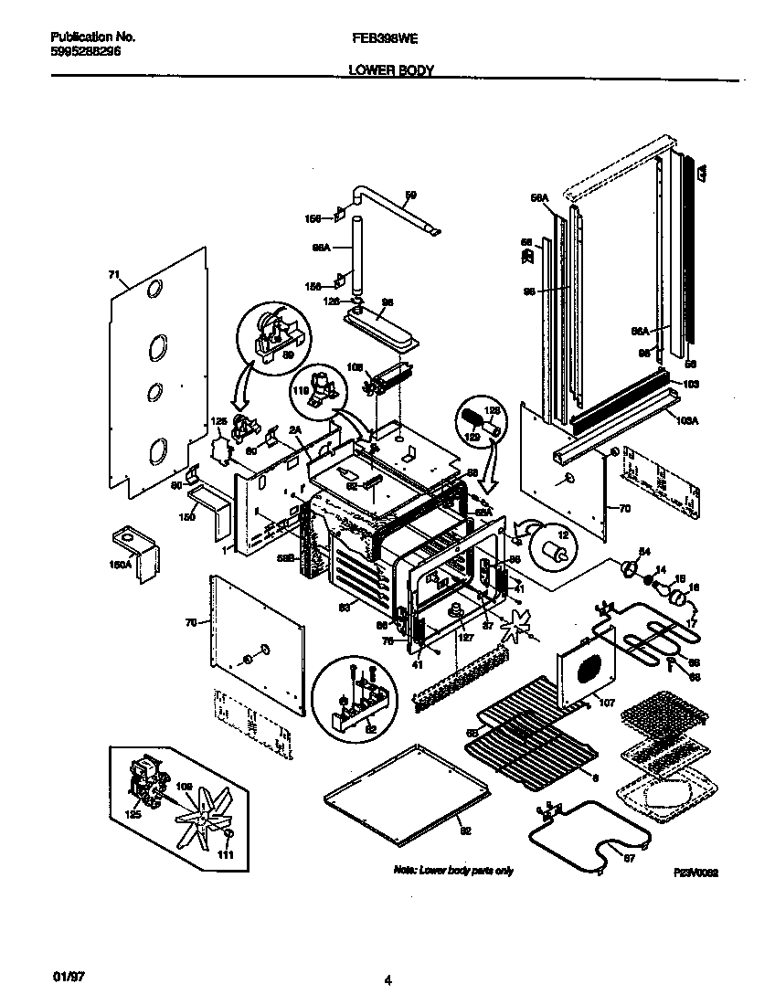 Frigidaire FEB398WESA lower body diagram