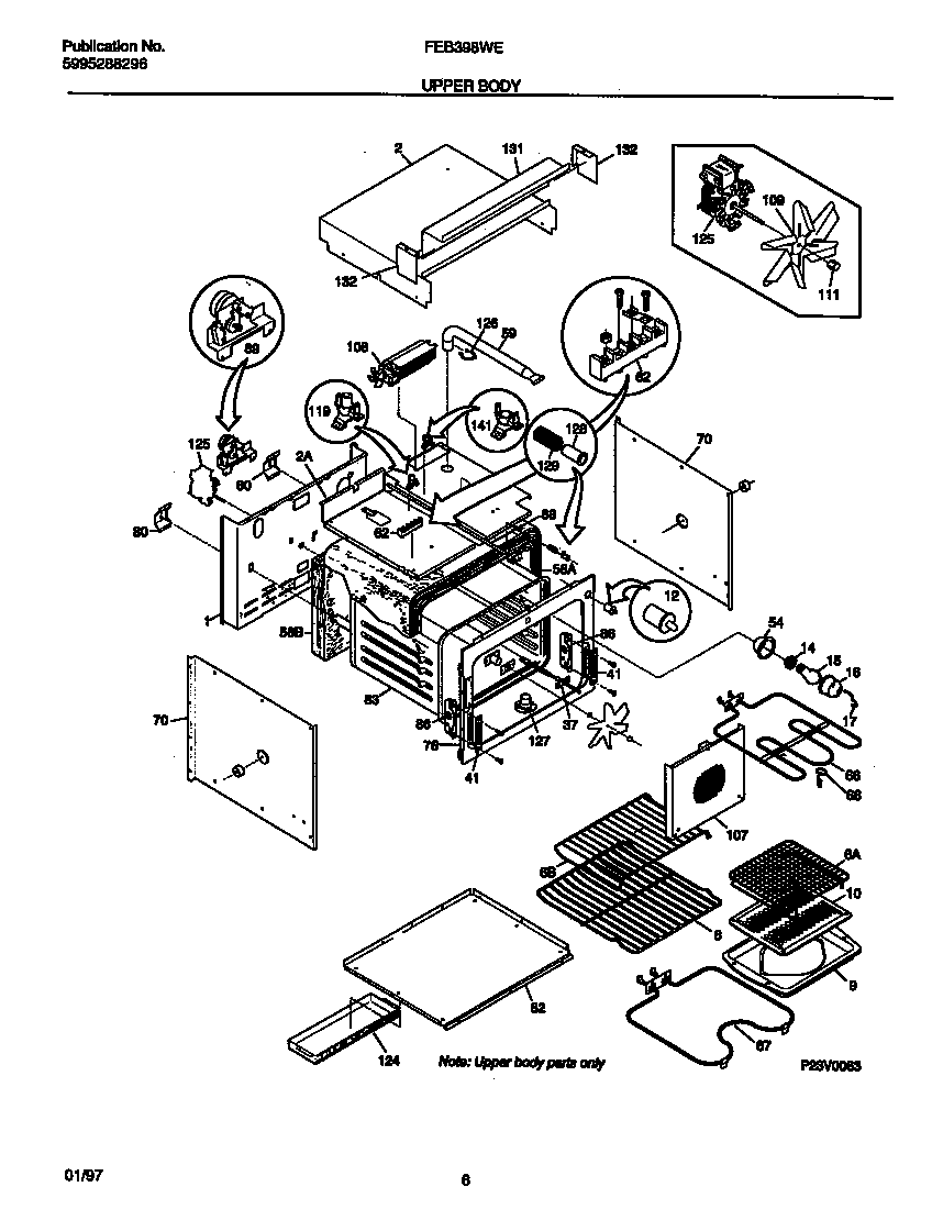 Frigidaire FEB398WESA upper body diagram