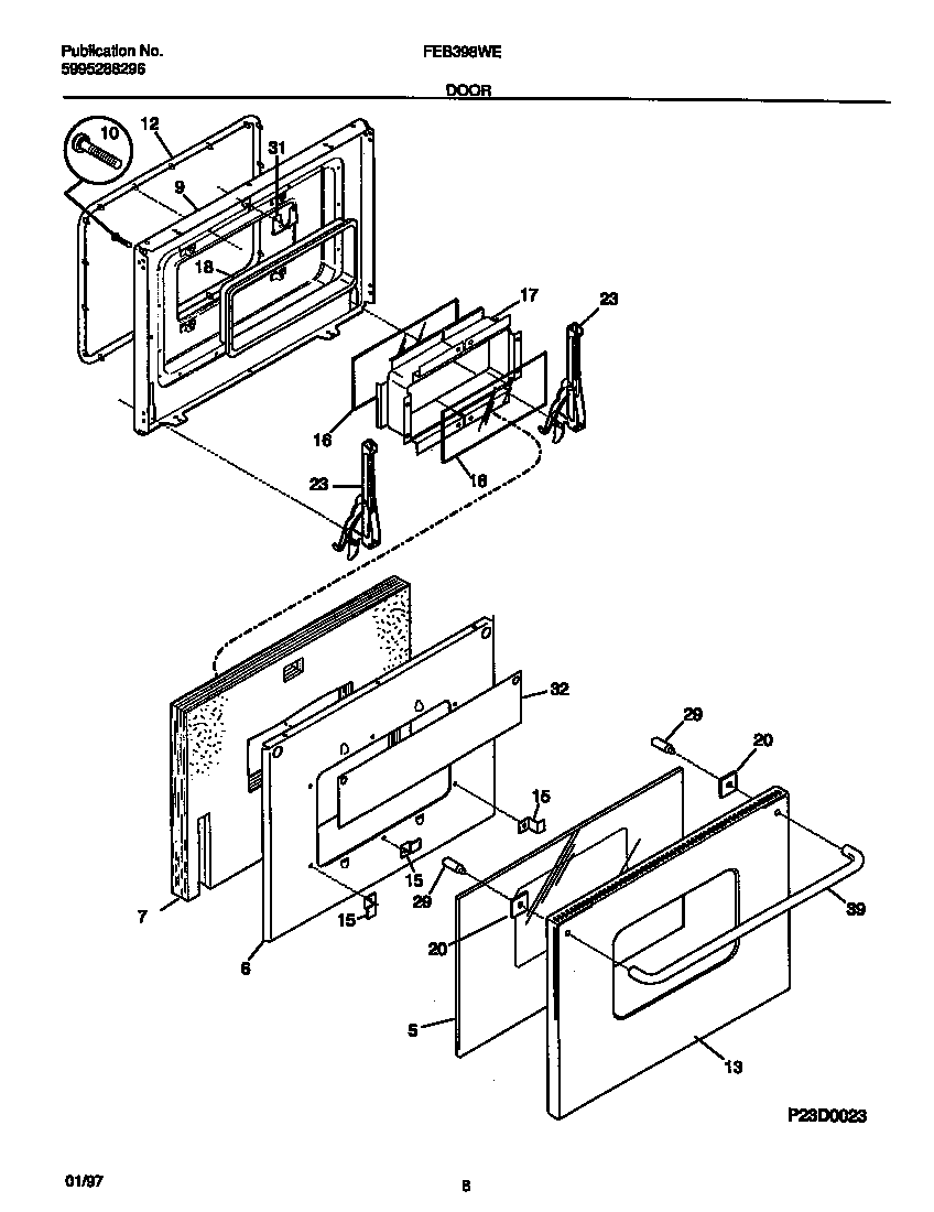 Frigidaire FEB398WESA door diagram