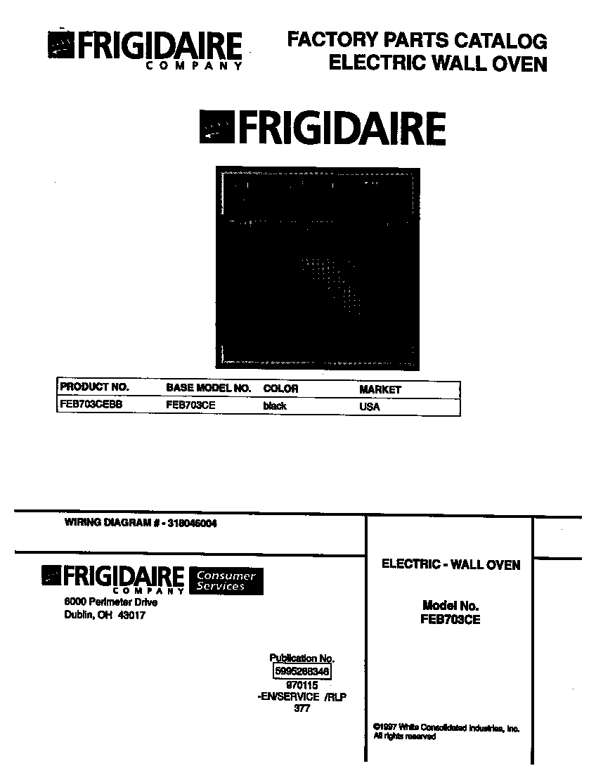 Frigidaire FEB703CEBB cover diagram
