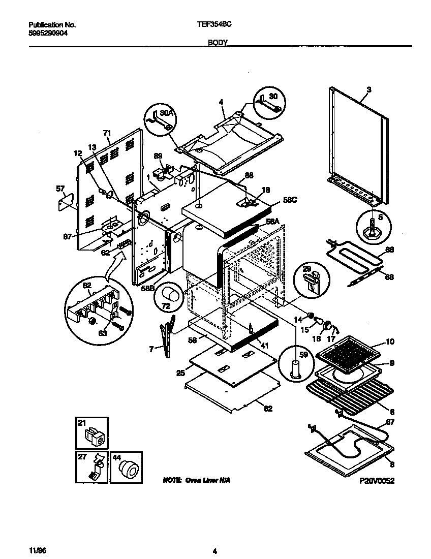 Tappan TEF354BCDD body diagram