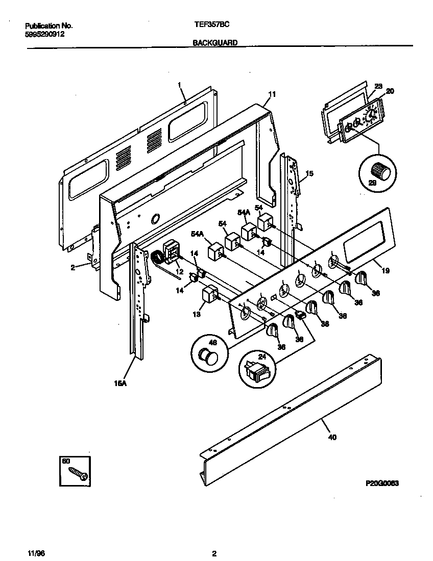 Tappan TEF357BCDD backguard diagram