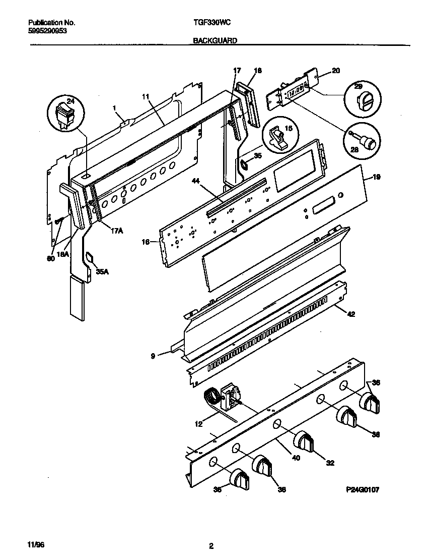 Tappan TGF330WCWD backguard diagram