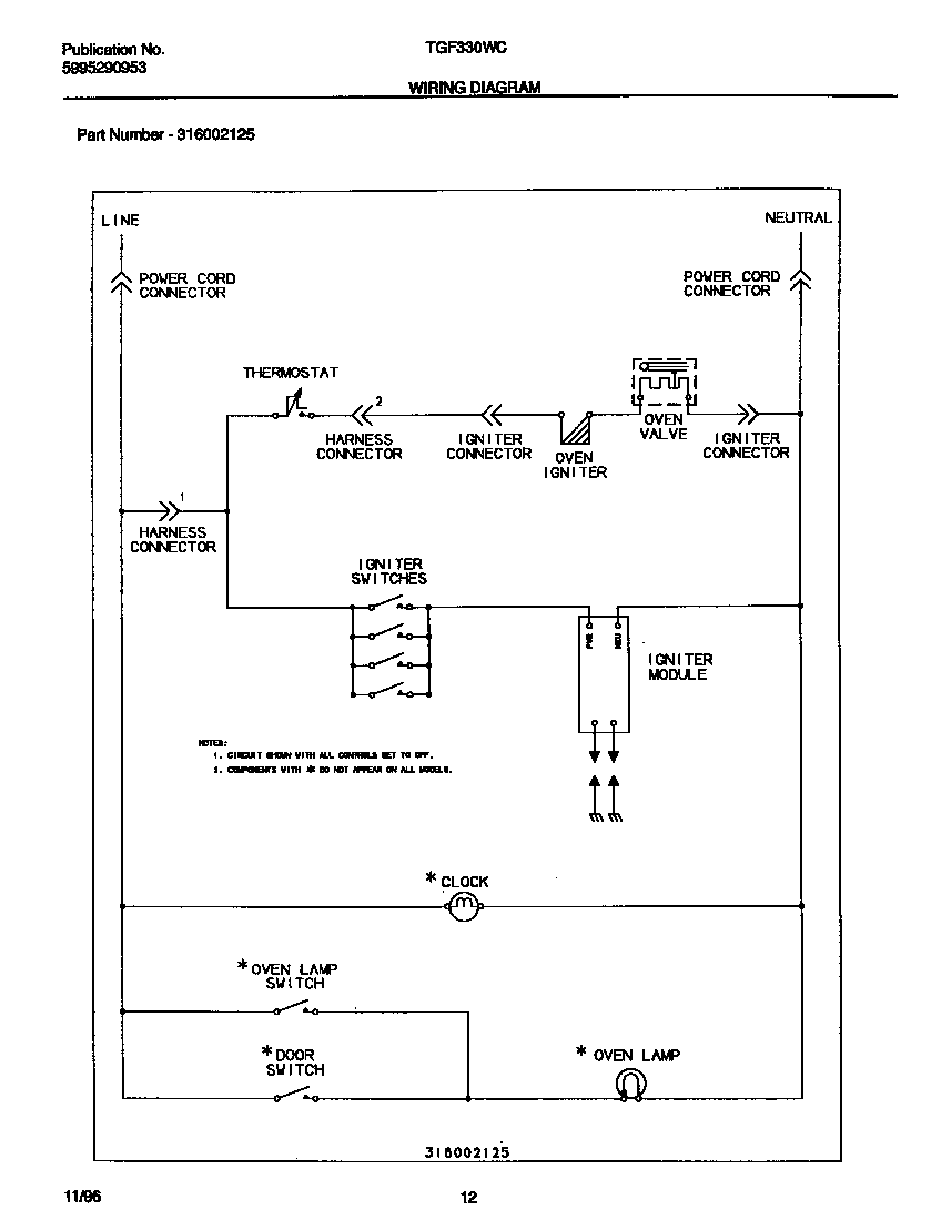 Tappan TGF330WCWD wiring diagram diagram