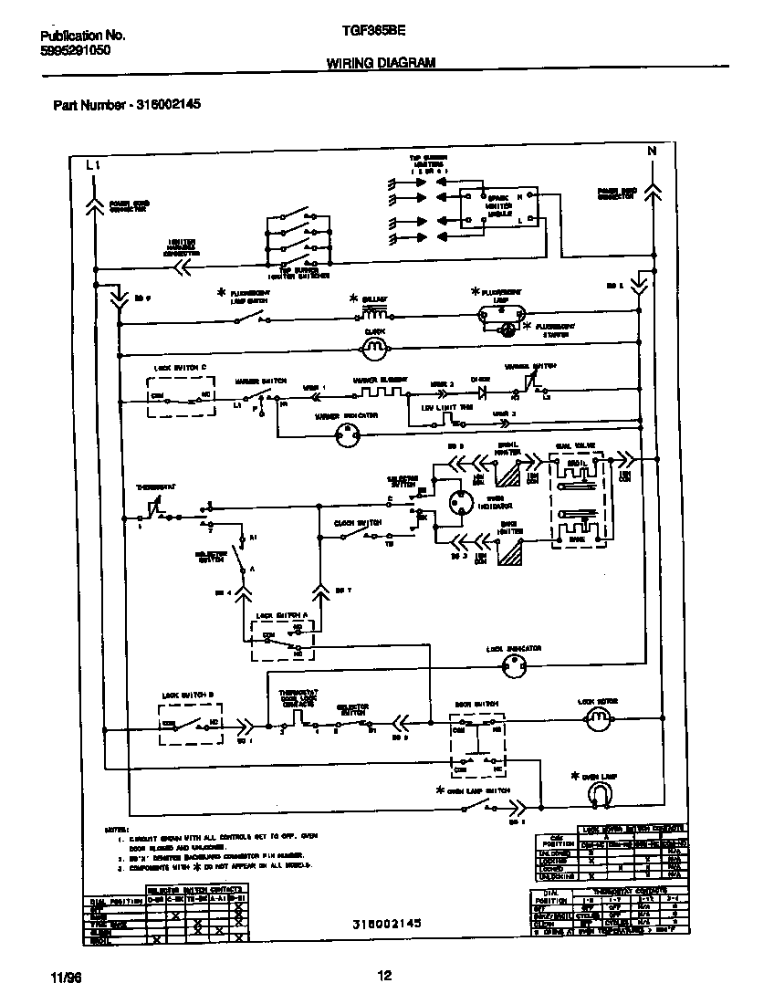 Tappan TGF365BEDB wiring diagram diagram