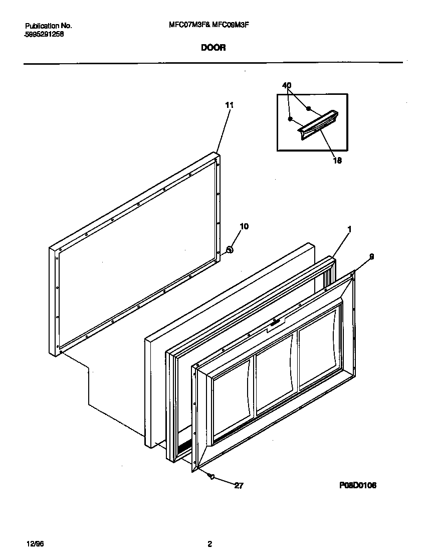 Universal/Multiflex (Frigidaire) MFC09M3FW0 door diagram