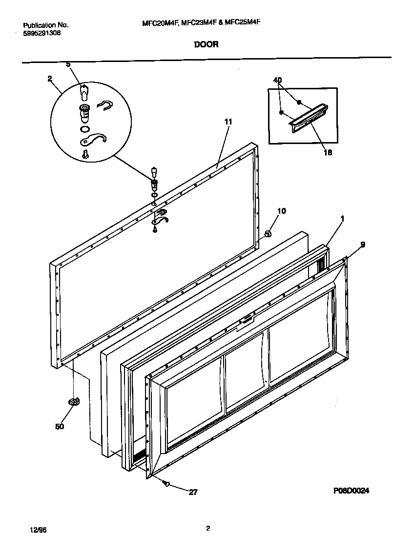 Universal/Multiflex (Frigidaire) MFC20M4FW0 door diagram