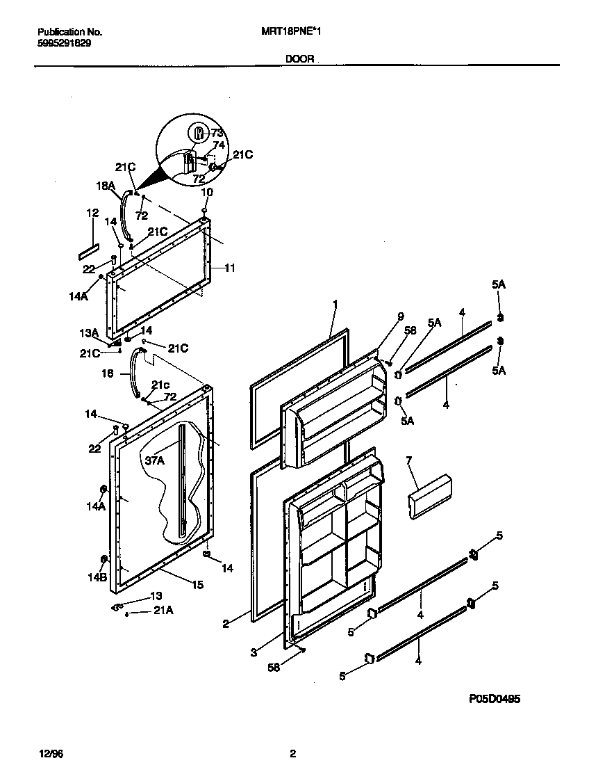 Universal/Multiflex (Frigidaire) MRT18PNEW1 door diagram