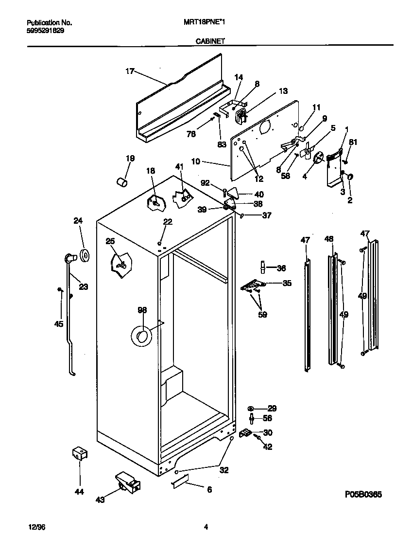 Universal/Multiflex (Frigidaire) MRT18PNEW1 cabinet diagram