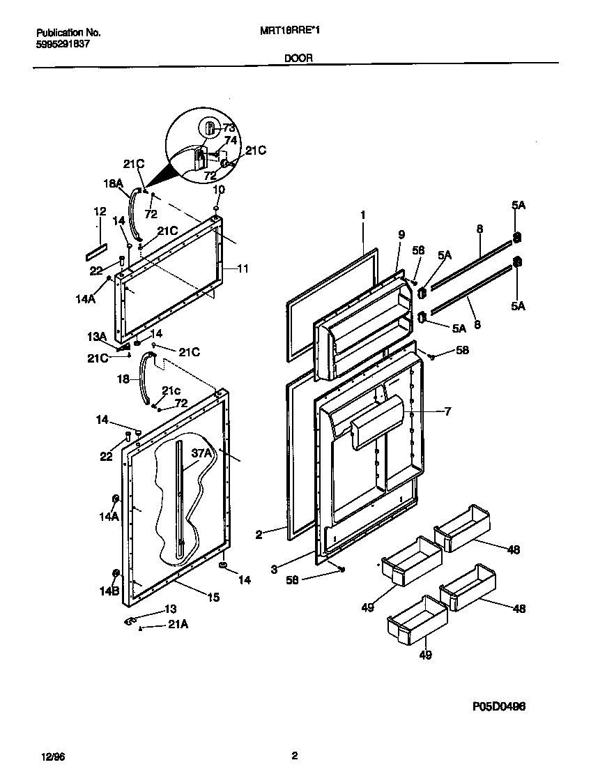 Universal/Multiflex (Frigidaire) MRT18RRED1 door diagram