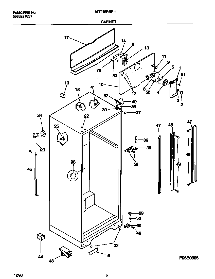 Universal/Multiflex (Frigidaire) MRT18RRED1 cabinet diagram