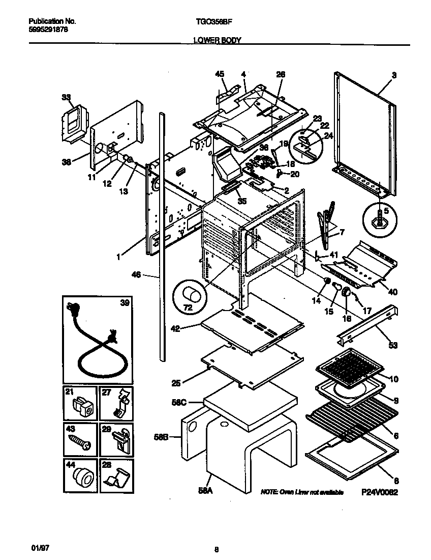 Tappan TGO356BFDA lower body diagram
