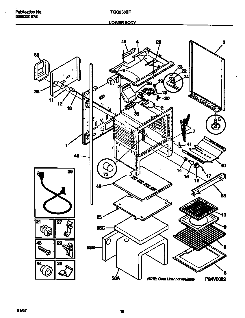 Tappan TGO356BFDA lower body diagram
