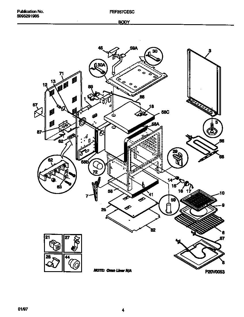Frigidaire FEF357CESC body diagram