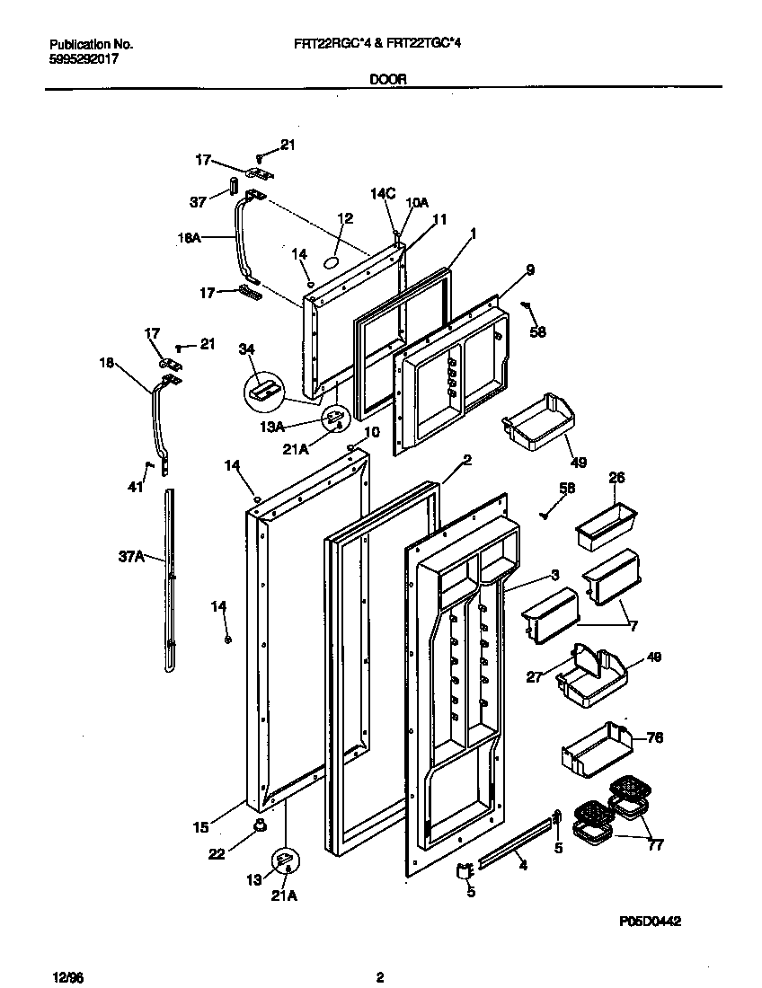 Frigidaire FRT22TGCW4 door diagram