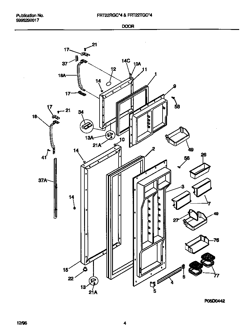 Frigidaire FRT22TGCW4 door diagram