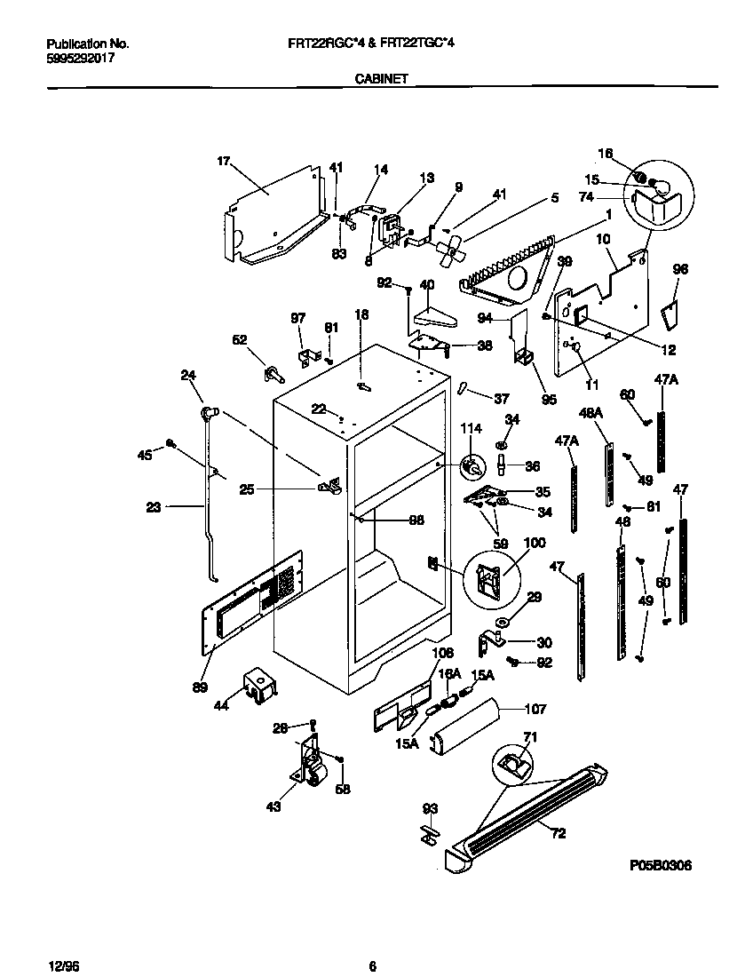 Frigidaire FRT22TGCW4 cabinet diagram