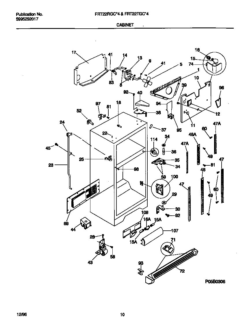 Frigidaire FRT22TGCW4 cabinet diagram
