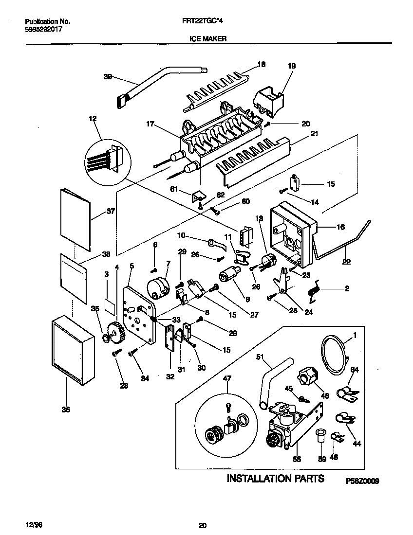 Frigidaire FRT22TGCW4 ice maker diagram