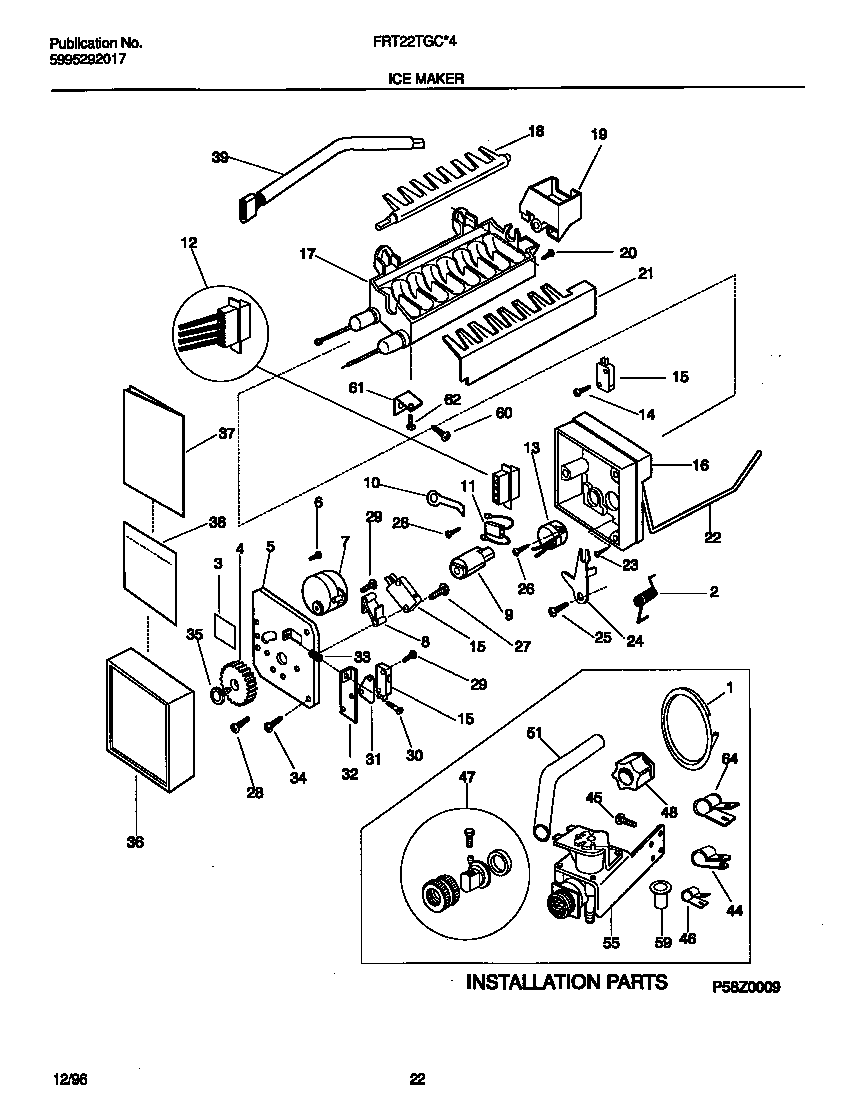 Frigidaire FRT22TGCW4 ice maker diagram