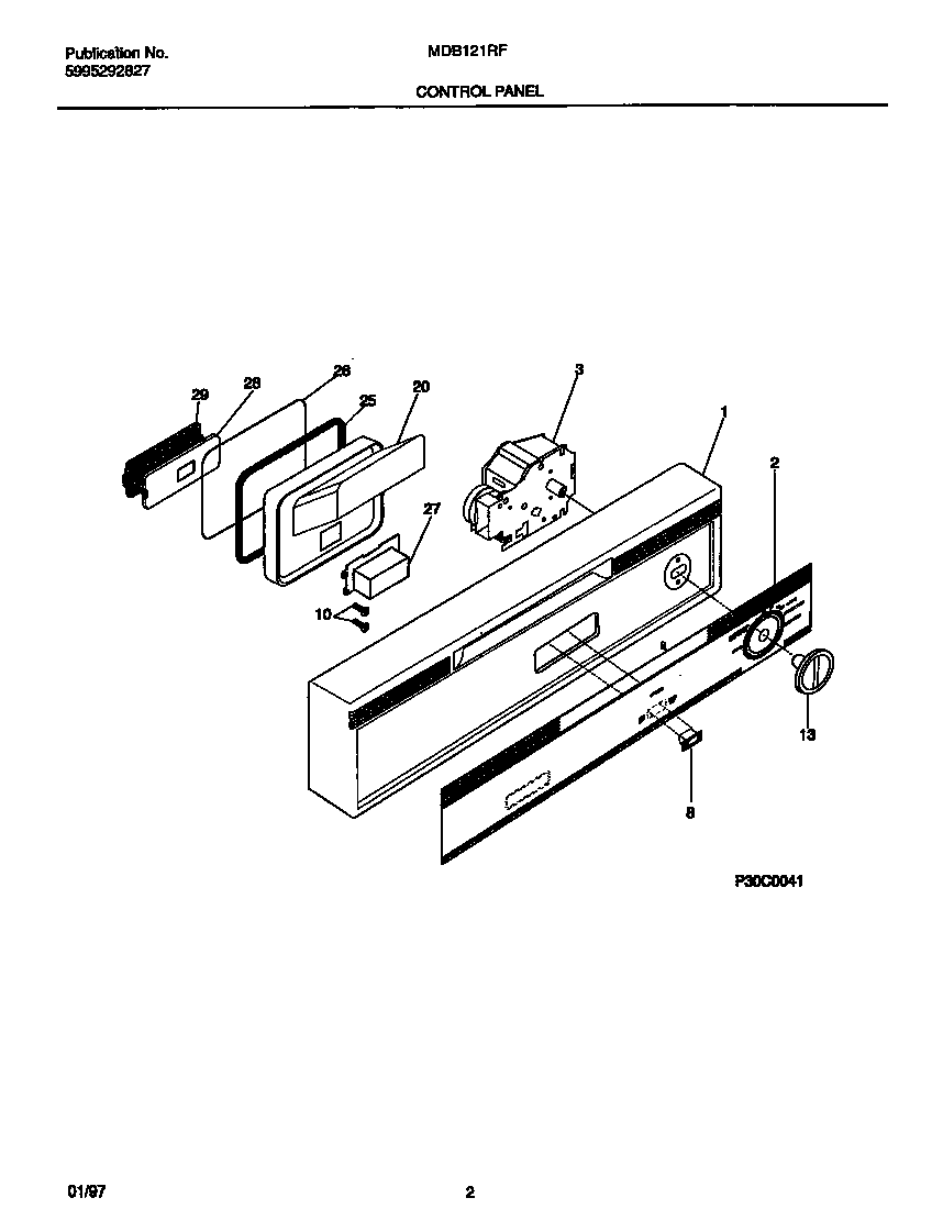 Universal/Multiflex (Frigidaire) MDB121RFS2 control panel diagram