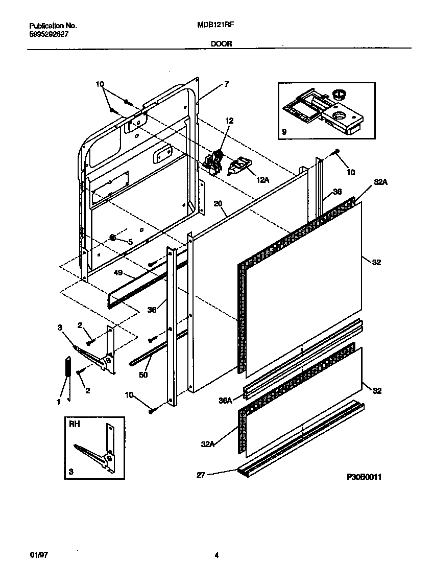 Universal/Multiflex (Frigidaire) MDB121RFS2 door diagram