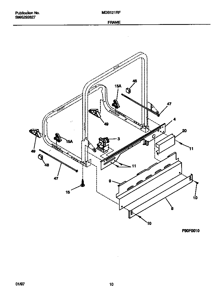 Universal/Multiflex (Frigidaire) MDB121RFS2 frame diagram
